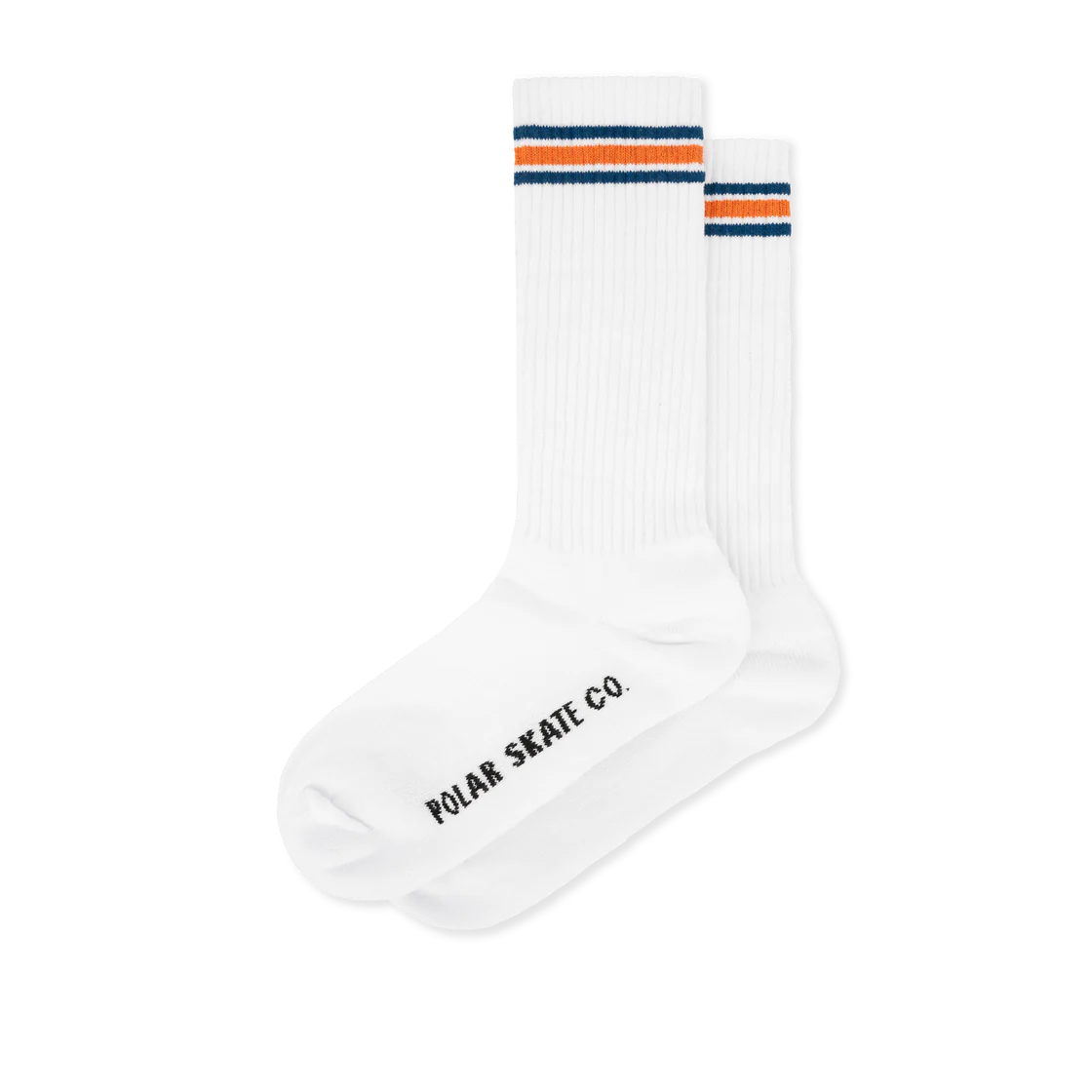 Polar Skate Co. - Rib Socks | Long | Stripe - White/Blue/Orange
