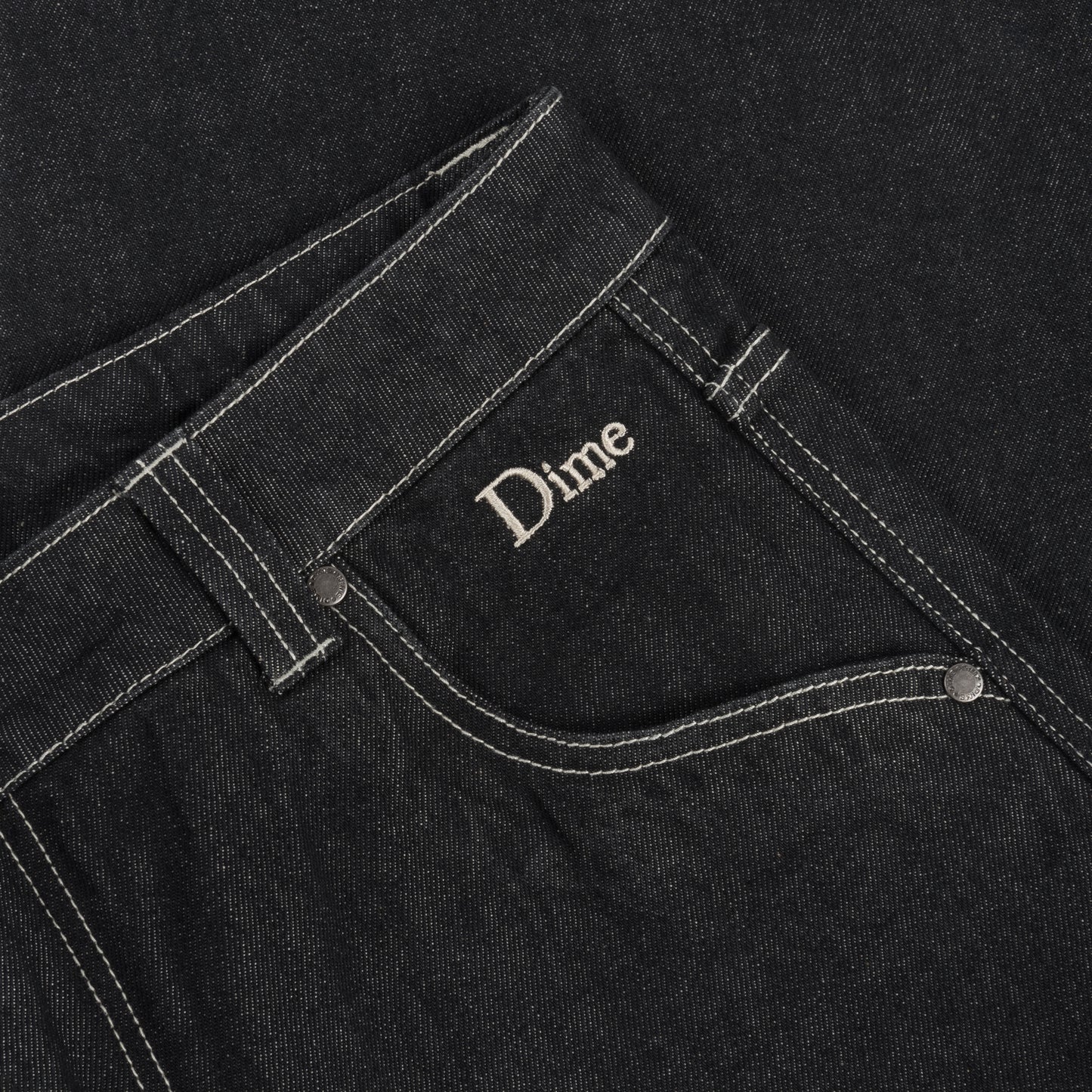 Dime - Classic Baggy Denim Pants - Black Washed