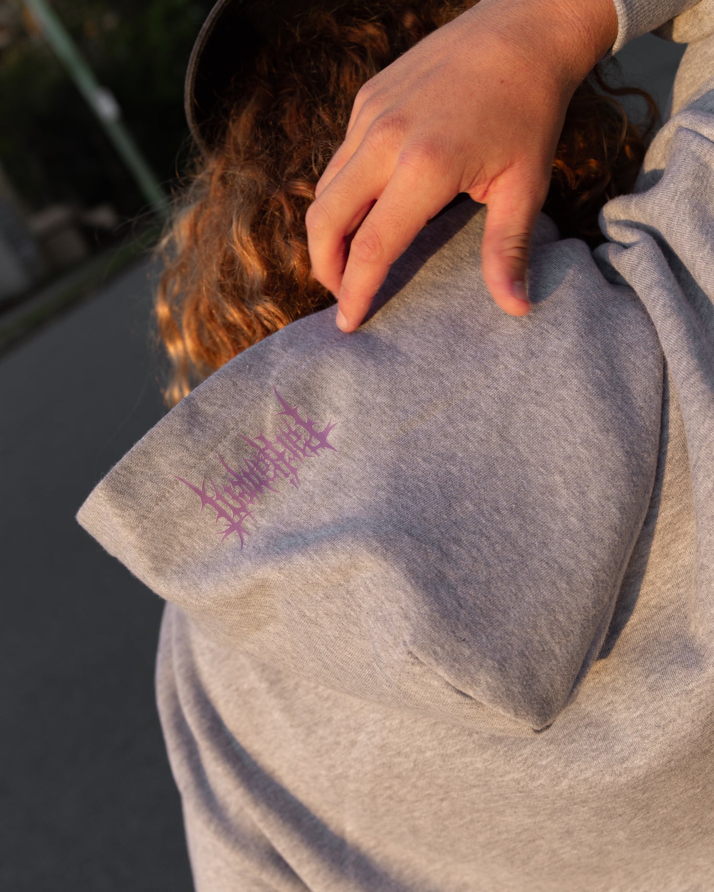 Parliament - Lavender Thorns on Grey Marle Box Hooded Jumper