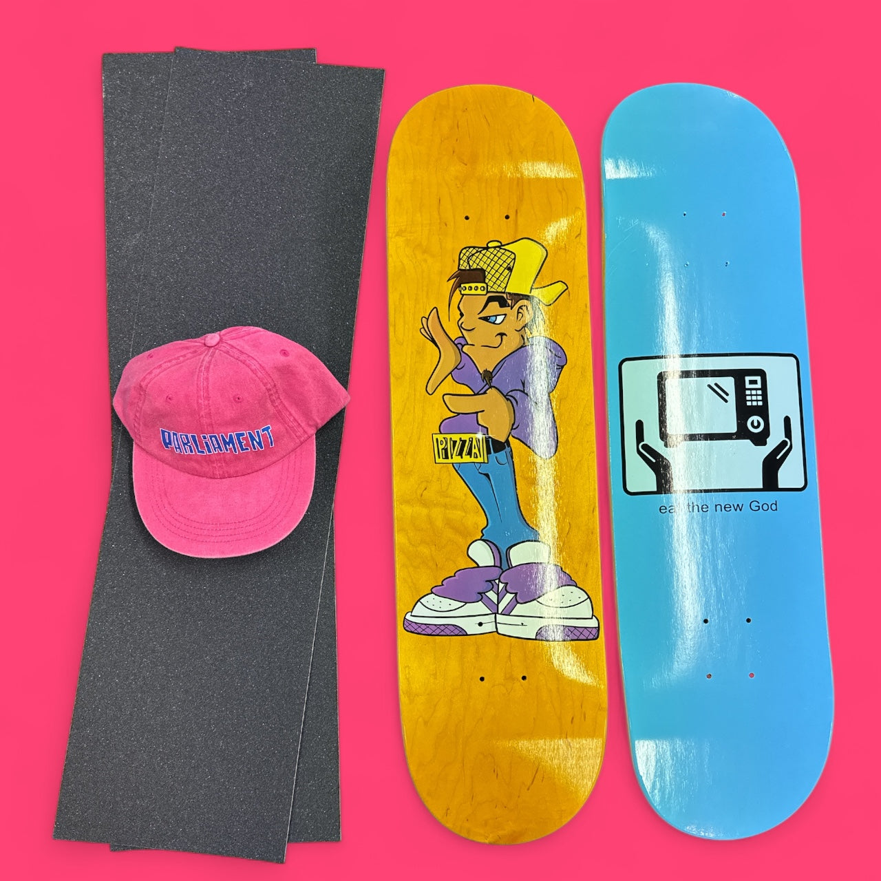 Sale Deal - 8.25" Pizza decks, 2x Sheets Free Grip & Parliament Cap