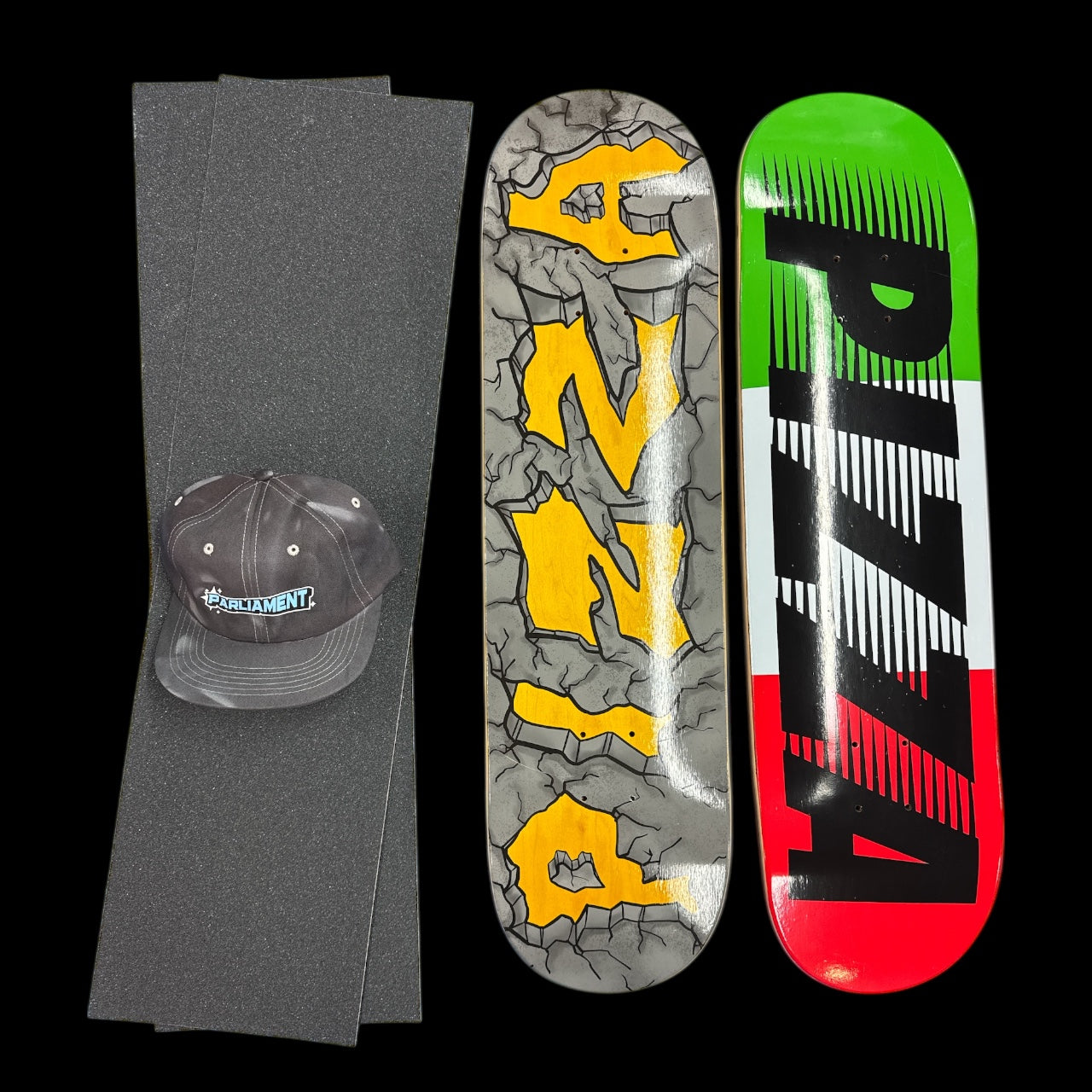 Sale Deal - 8.25" Pizza decks, 2x Sheets Free Grip & Parliament Cap