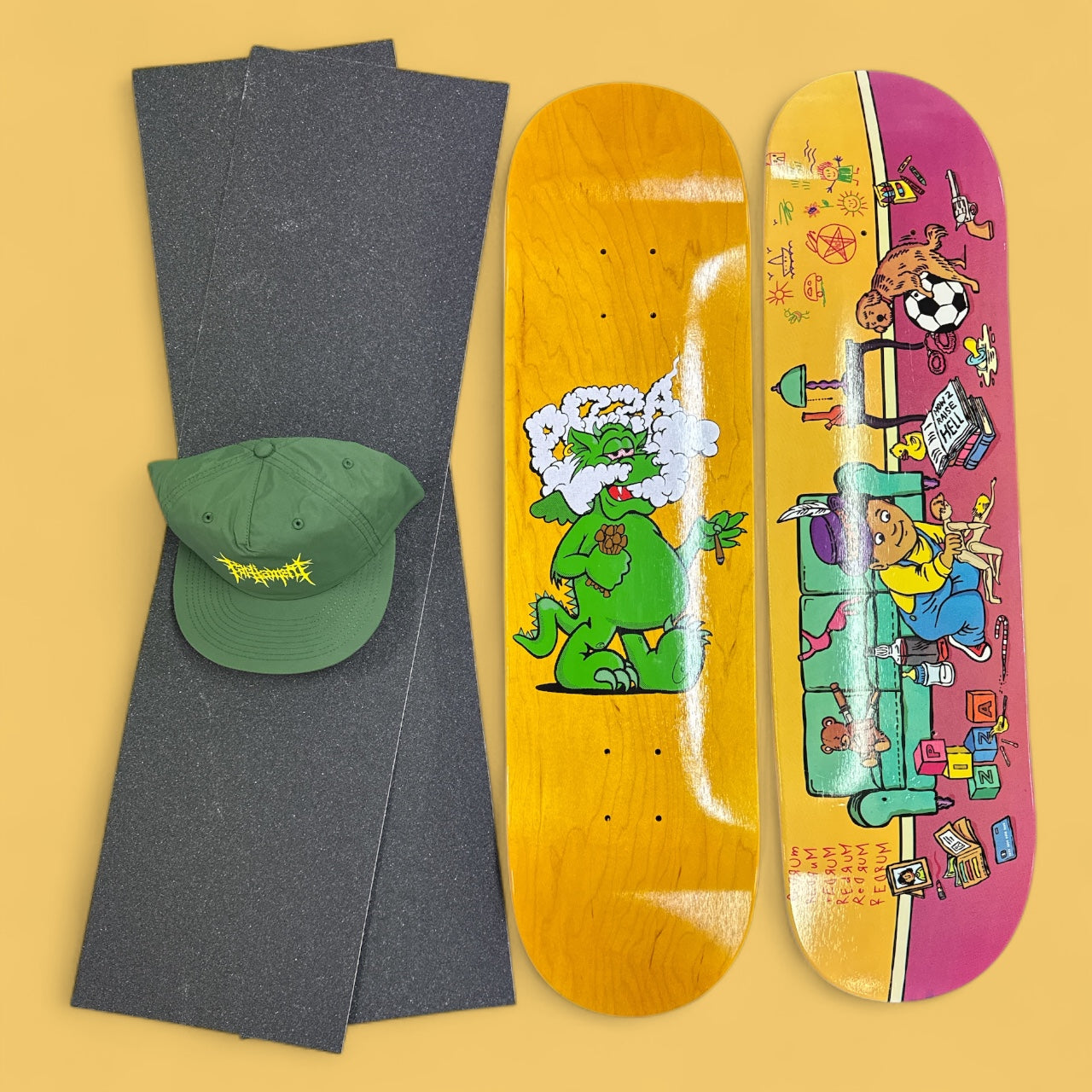 Sale Deal - 8.25" Pizza decks, 2x Sheets Free Grip & Parliament Cap