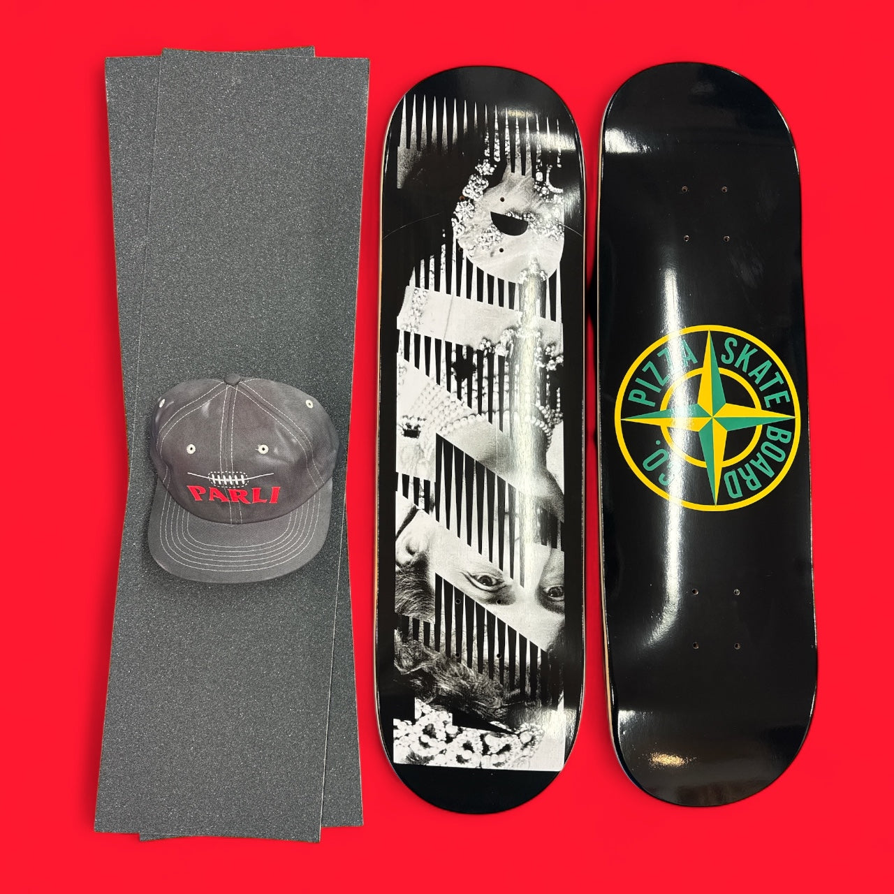 Sale Deal - 8.5" Pizza decks, 2x Sheets Free Grip & Parliament Cap