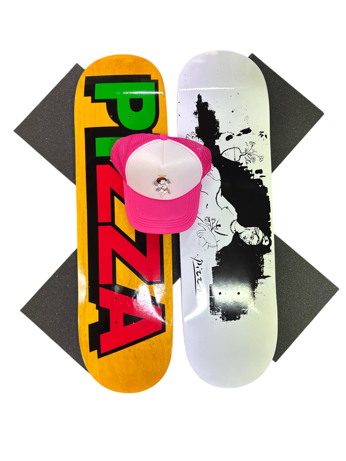 Sale Deal - 8.5" Pizza Logo decks, 2x Sheets Free Grip & Parliament Cap