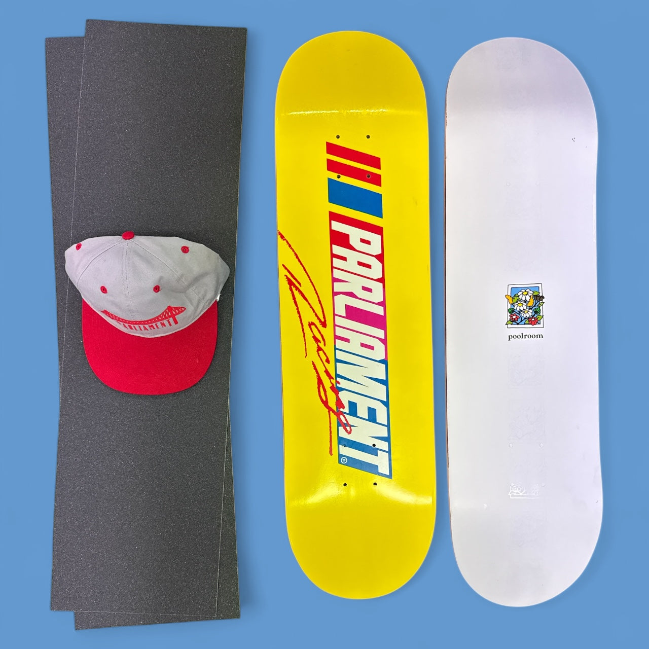 Sale Deal - 8.25" 1x both Parliament & Poolroom deck, 2x Sheets Free Grip & Parliament Cap