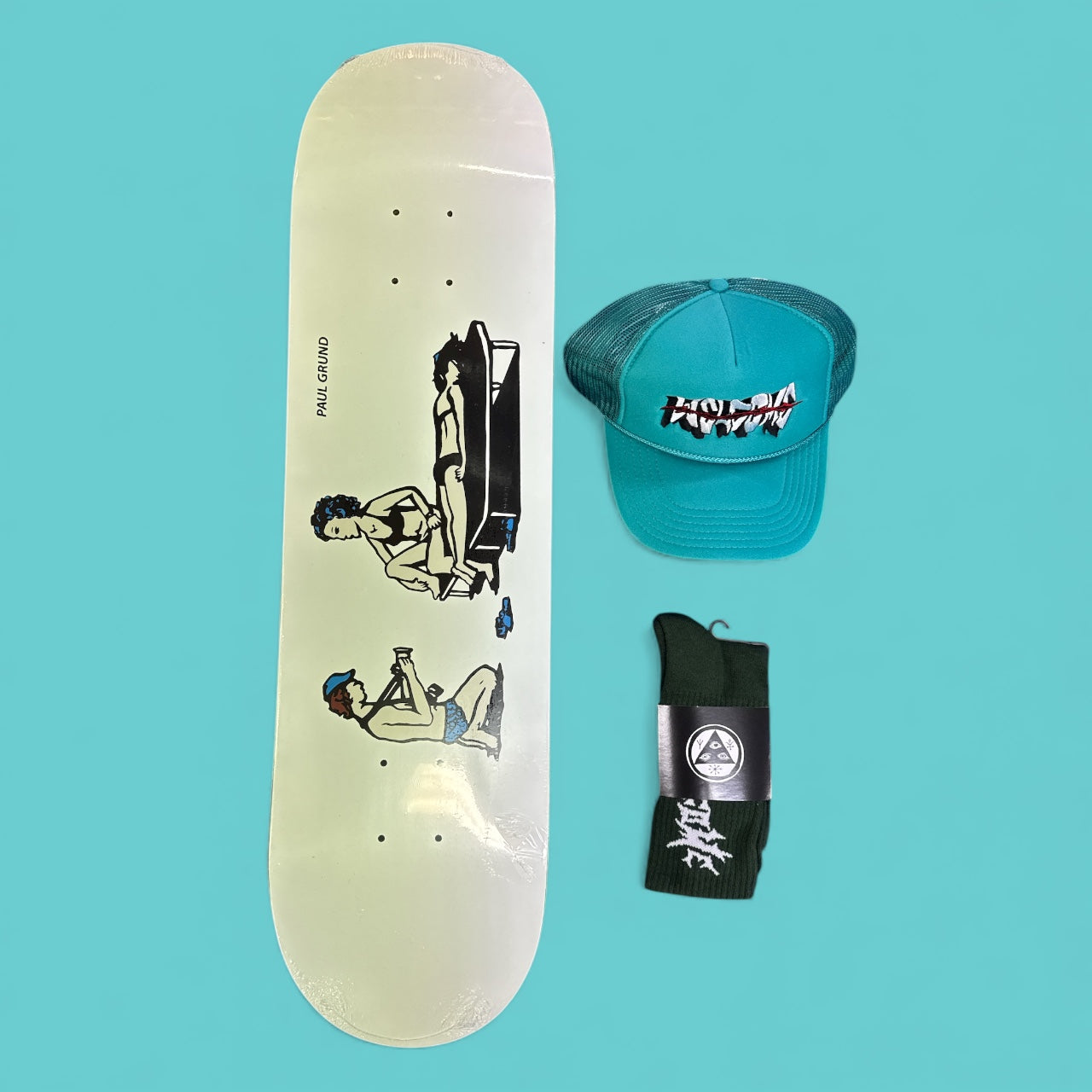 Sale Deal - 8.125" Polar Skate Co deck, Welcome Hat & Welcome Socks