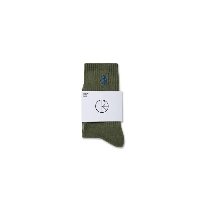 Polar Skate Co. - Rib Socks No Comply - Dusty Olive/Blue