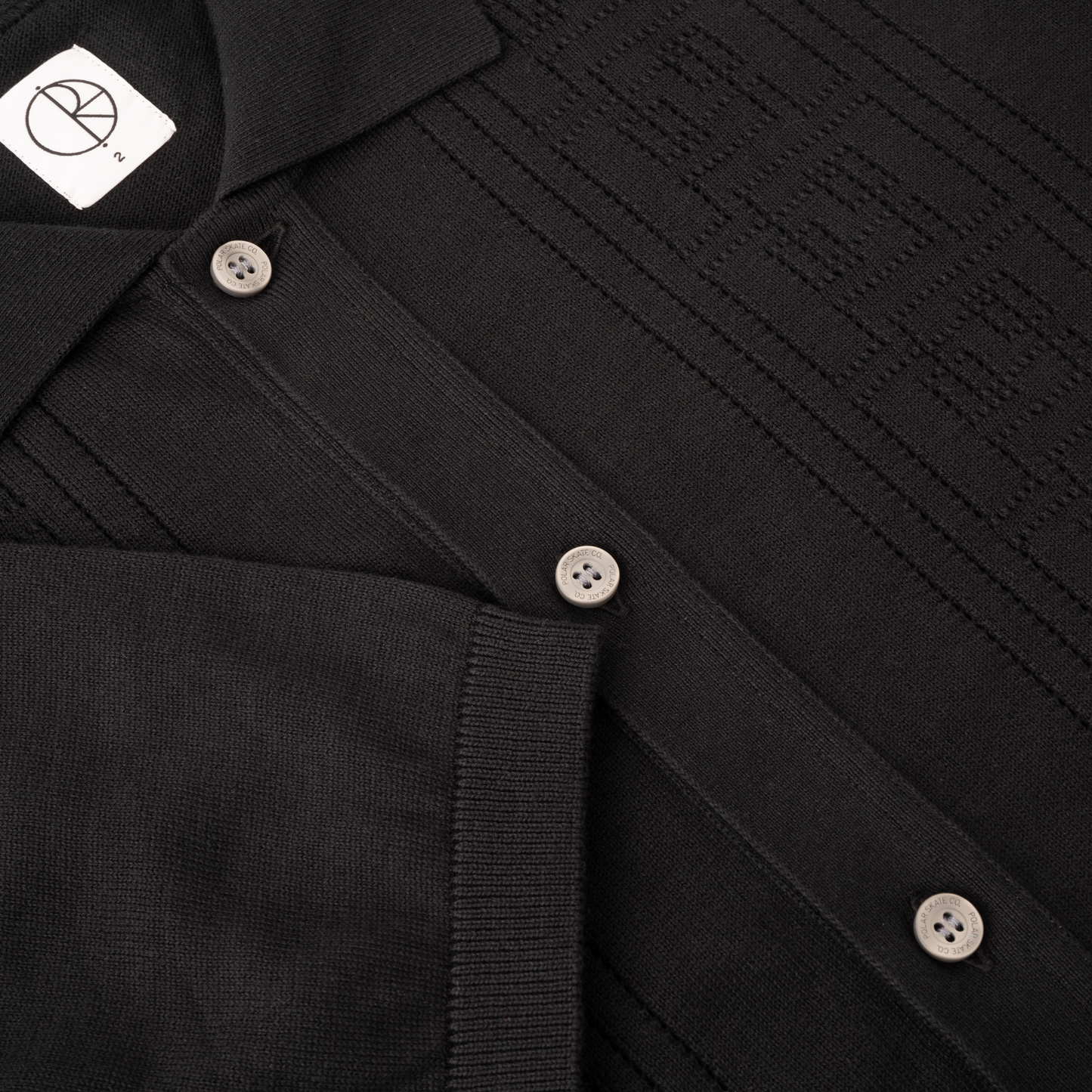 Polar Skate Co. - MILES S/S CARDIGAN DOUBLE P - BLACK