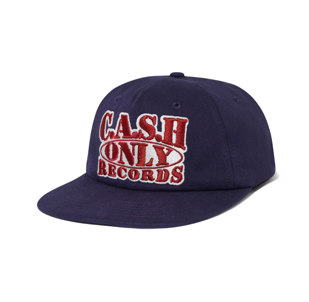 Cash Only - Records 6 Panel Snapback Cap - Navy