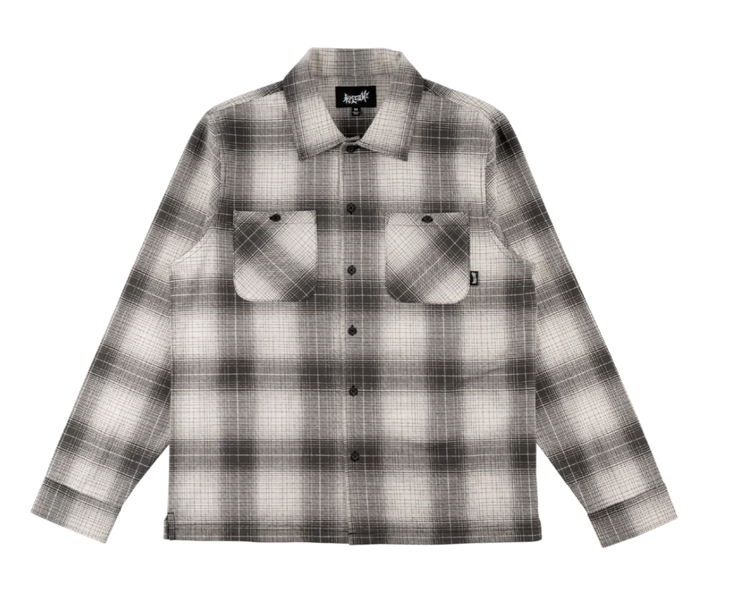 WELCOME - FANG WOVEN PLAID SHIRT - BLACK