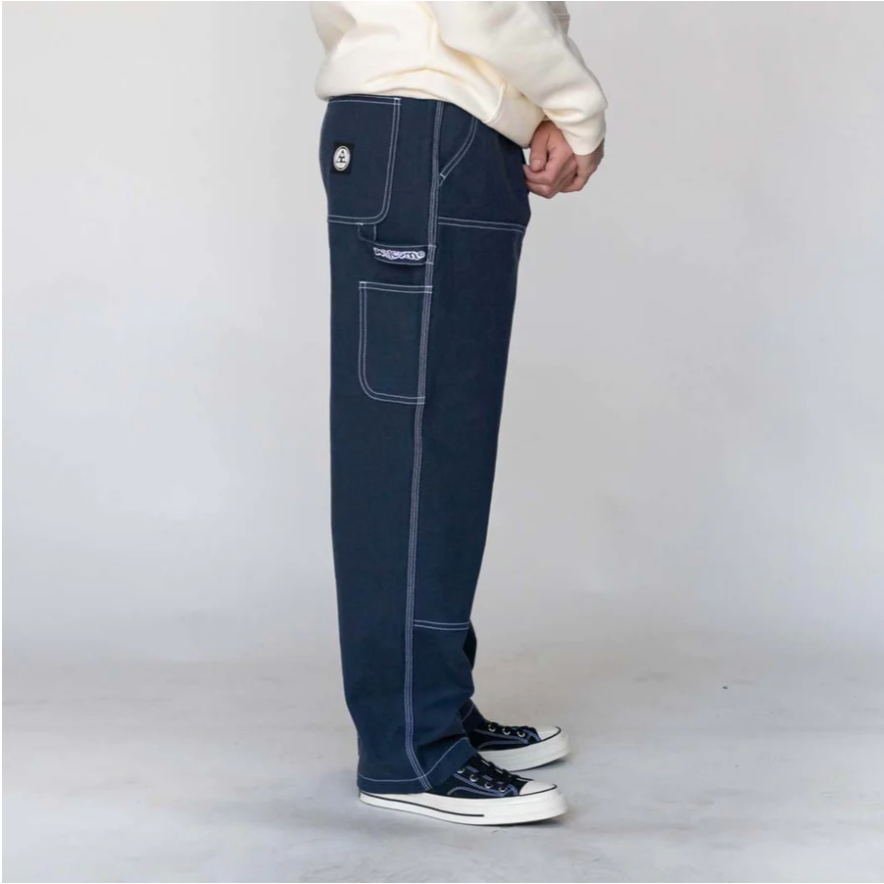 WELCOME - BRACE DOUBLE-KNEE CANVAS CARPENTER PANT - DARK SAPPHIRE