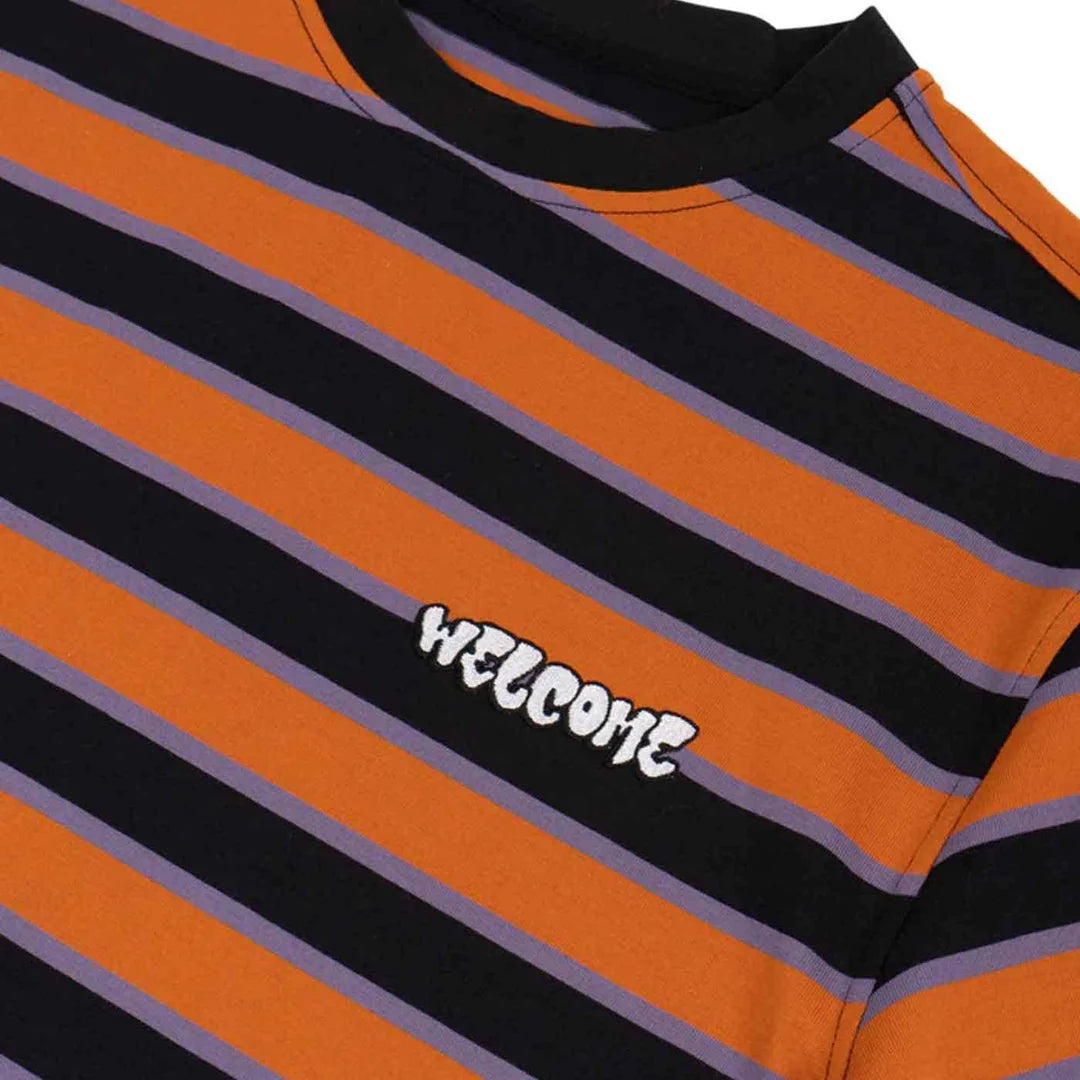 Welcome Skateboards - Cooper Stripe T-Shirt - Black Purple Rust
