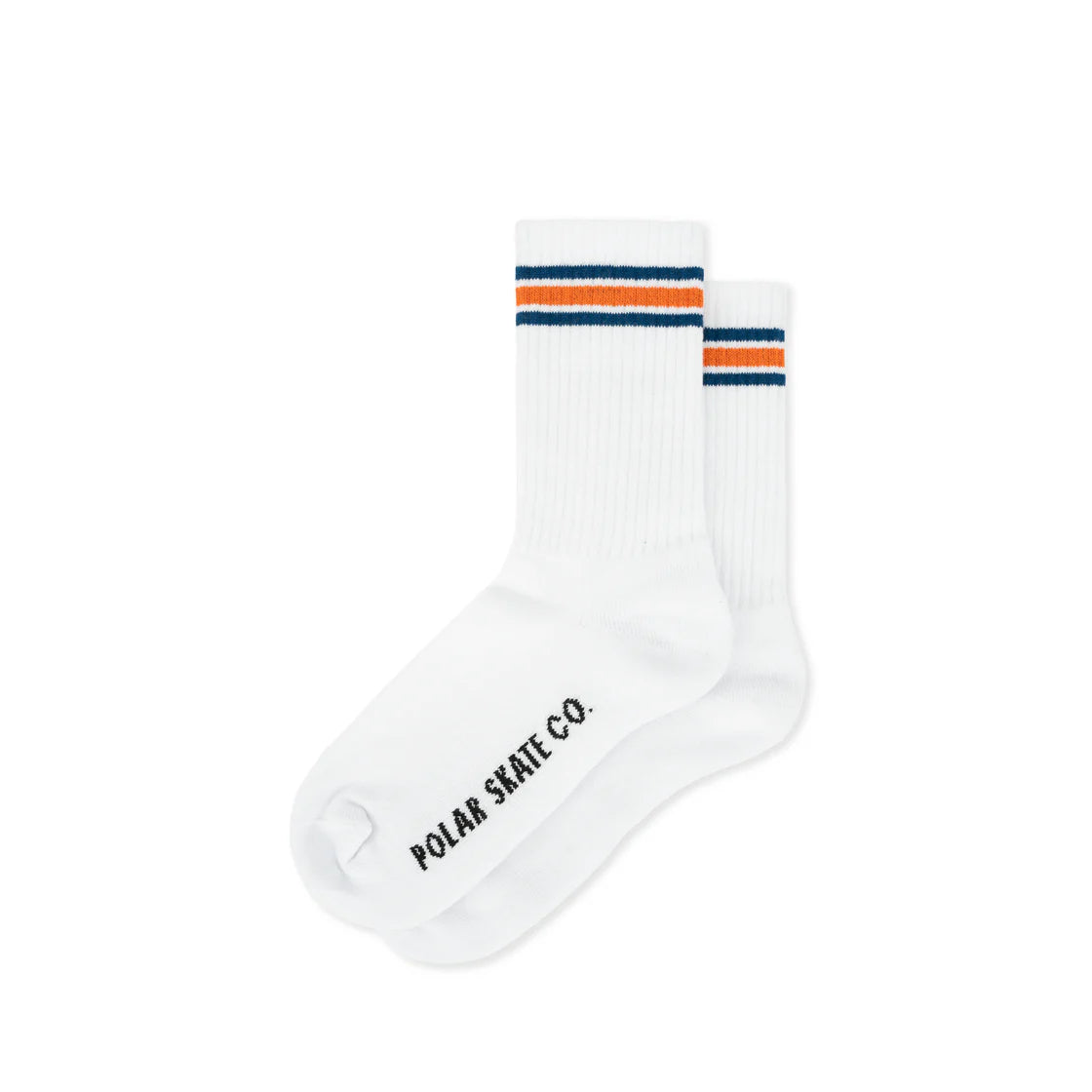 Polar Skate Co. - Rib Socks | Stripe - White/Blue/Orange