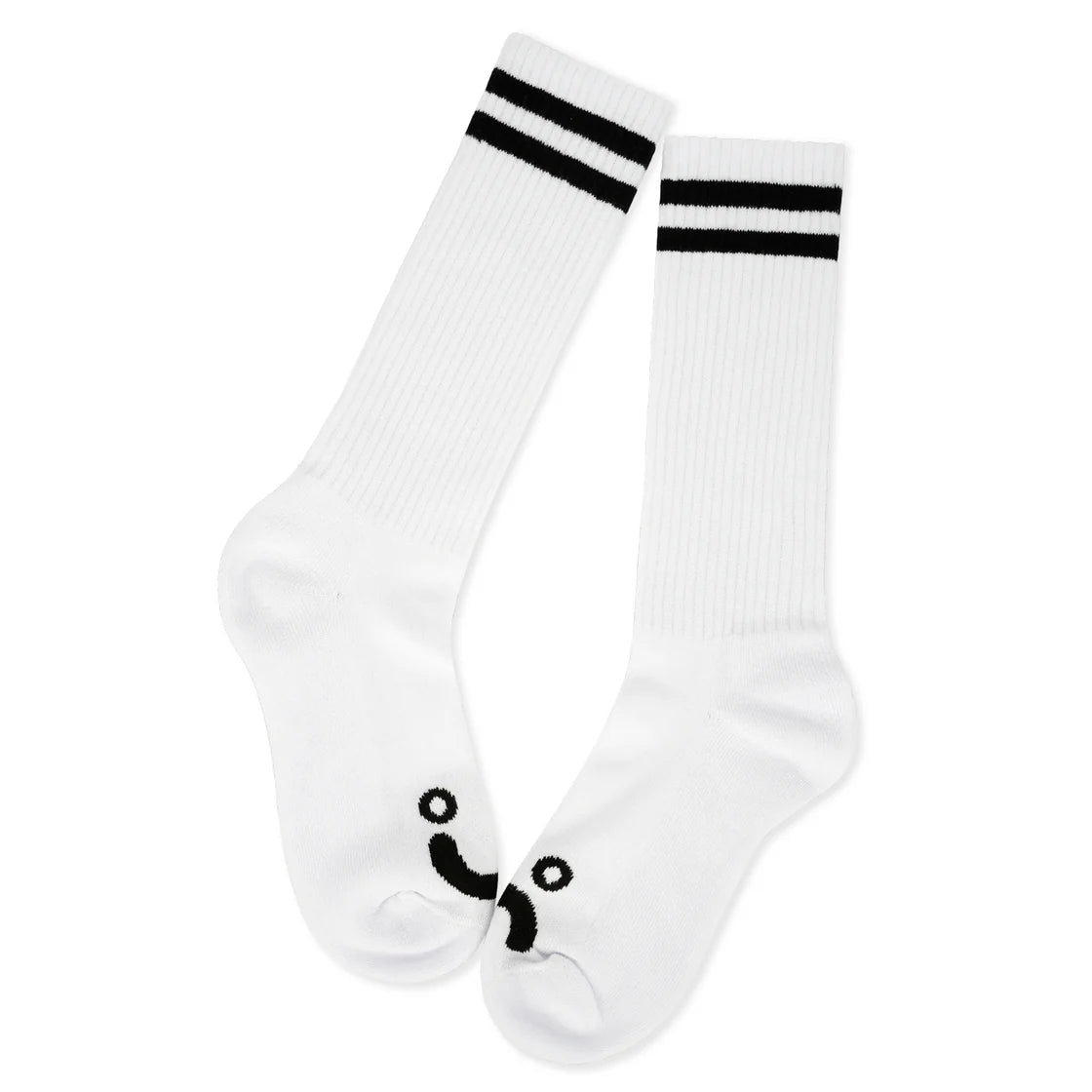 Polar Skate Co. - Rib Socks | Long | Happy Sad - White