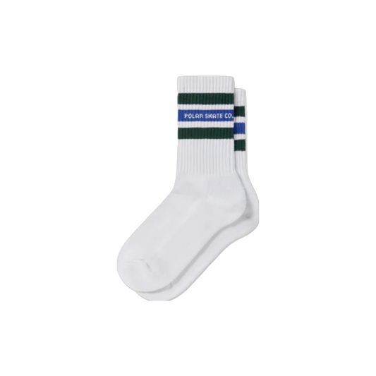Polar Skate Co. - Fat Stripe Socks - White / Green / Blue