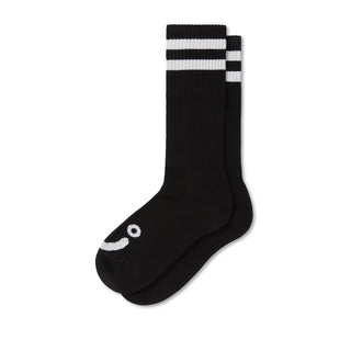Polar Skate Co. - Rib Socks | Long | Happy Sad - Black