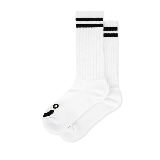 Polar Skate Co. - Rib Socks | Long | Happy Sad - White