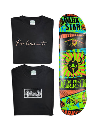 Parliament - 1x 8.25" Darkstar Deck & 2x Parliament T-Shirts Bundle