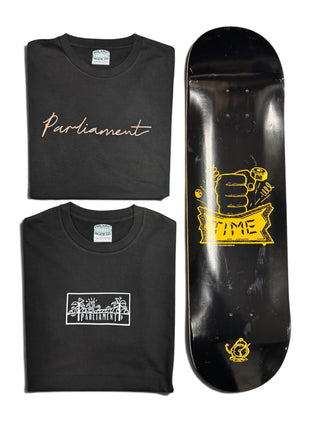 Parliament - 1x 8.25" Time Deck & 2x Parliament T-Shirts Bundle