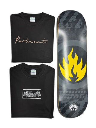 Parliament - 1x 8.5" Black Label Deck & 2x Parliament T-Shirts Bundle