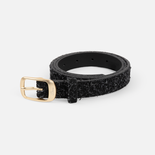 Dime - Dress Leather Belt Shaggy Black