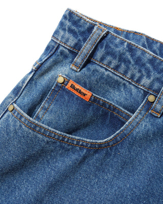 Butter Goods - Baggy Denim Shorts Distressed Indigo