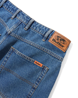 Butter Goods - Baggy Denim Shorts Distressed Indigo