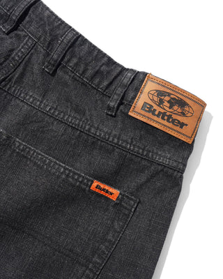 Butter Goods - Baggy Denim Shorts Slub Black