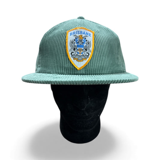 Parliament Queensland Vintage Patch - Cord Hat (Brisbane Crest (Silver Blue) on Teal