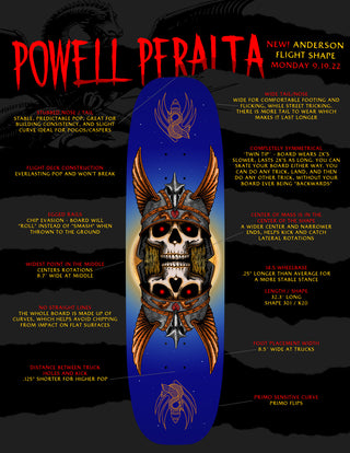 Powell Peralta - Pro Andy Anderson Heron 2 FLIGHT® Skateboard Deck - Egg Shape 301 - 8.7 x 32.3 K20
