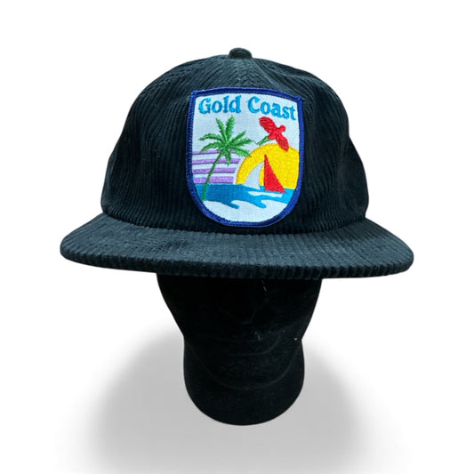 Parliament Queensland Vintage Patch - Cord Hat (Gold Coast Sunset W Red Parrot)