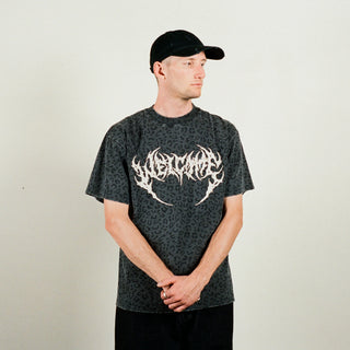 Welcome Skateboards - Fang Boxy Garment-Dyed Printed Vintage Black/Leopard