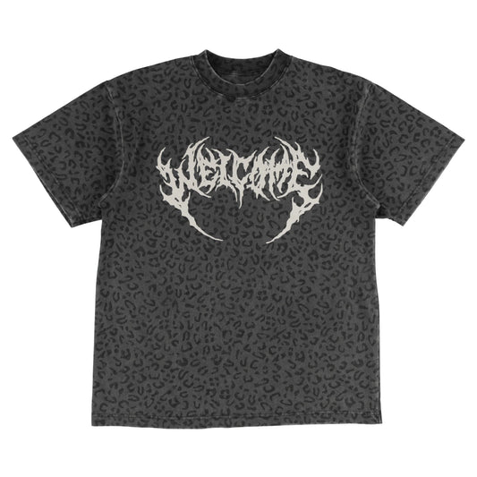 Welcome Skateboards - Fang Boxy Garment-Dyed Printed Vintage Black/Leopard