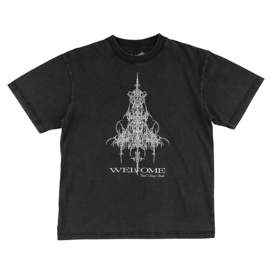 Welcome Skateboards - Chandelier Boxy Garment-Dyed Tee Vintage Black