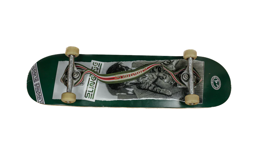 Slingting - Skateboard Sling - Striped Green (Beige Embroidery)