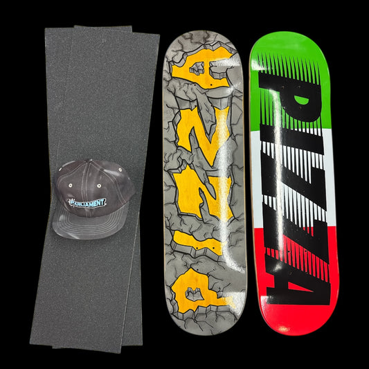 Sale Deal - 8.25" Pizza decks, 2x Sheets Free Grip & Parliament Cap