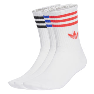 Adidas - 3-Stripes Crew Socks 3 Pairs - White / Lucid Red / Lucid Blue