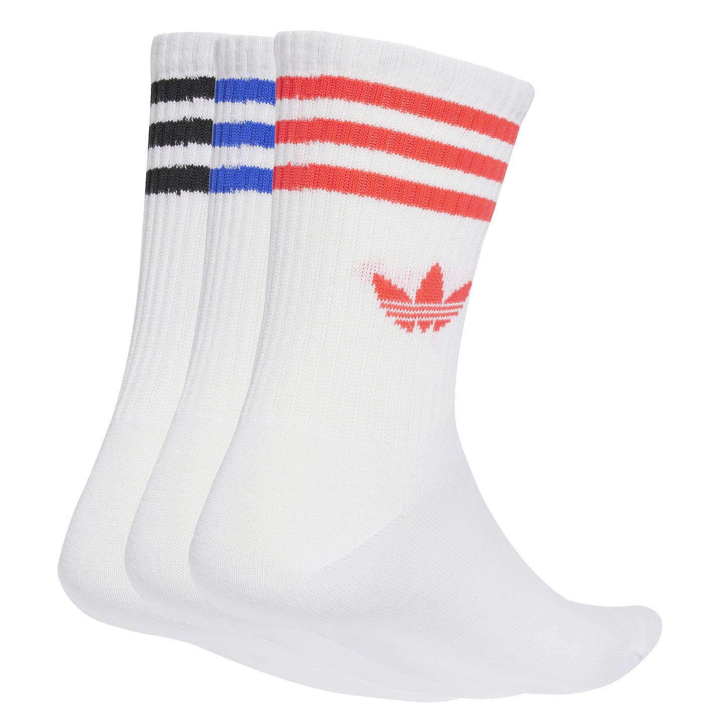 Adidas - 3-Stripes Crew Socks 3 Pairs - White / Lucid Red / Lucid Blue