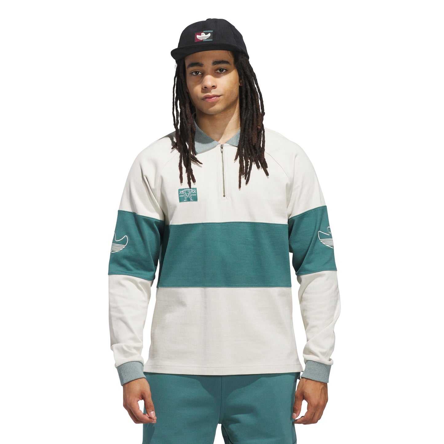 Adidas Skateboarding - Shmoofoil Heavyweight Rugby Long Sleeve Shirt - Alumina / Prelvd Violet Mel