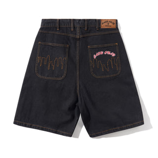 Cash Only - Logo Denim Shorts Washed - Black