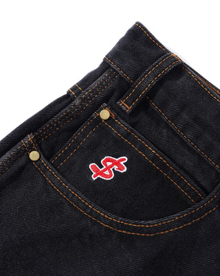 Cash Only - Logo Baggy Denim Shorts Washed Black
