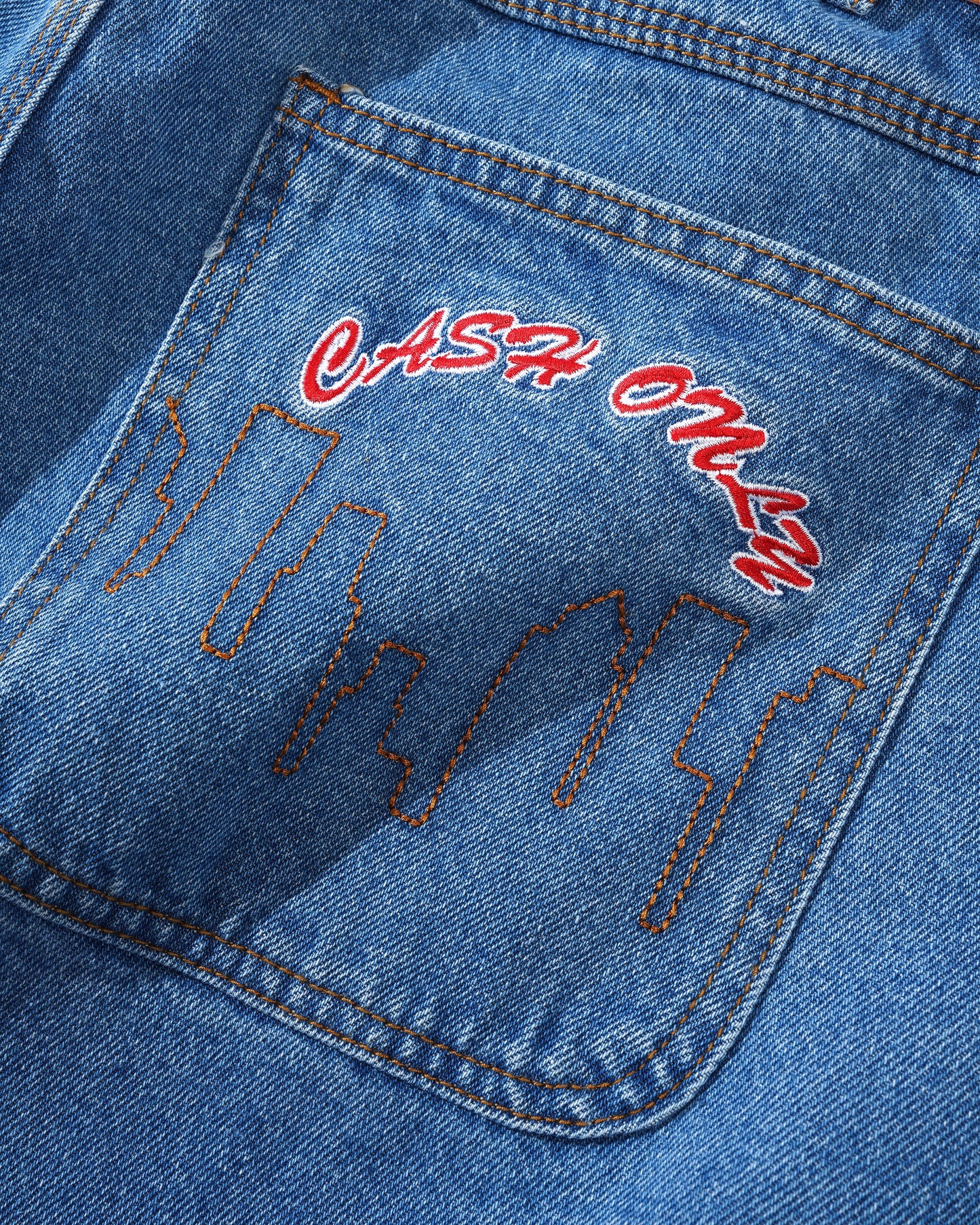Cash Only - Logo Baggy Denim Jeans - Washed Indigo