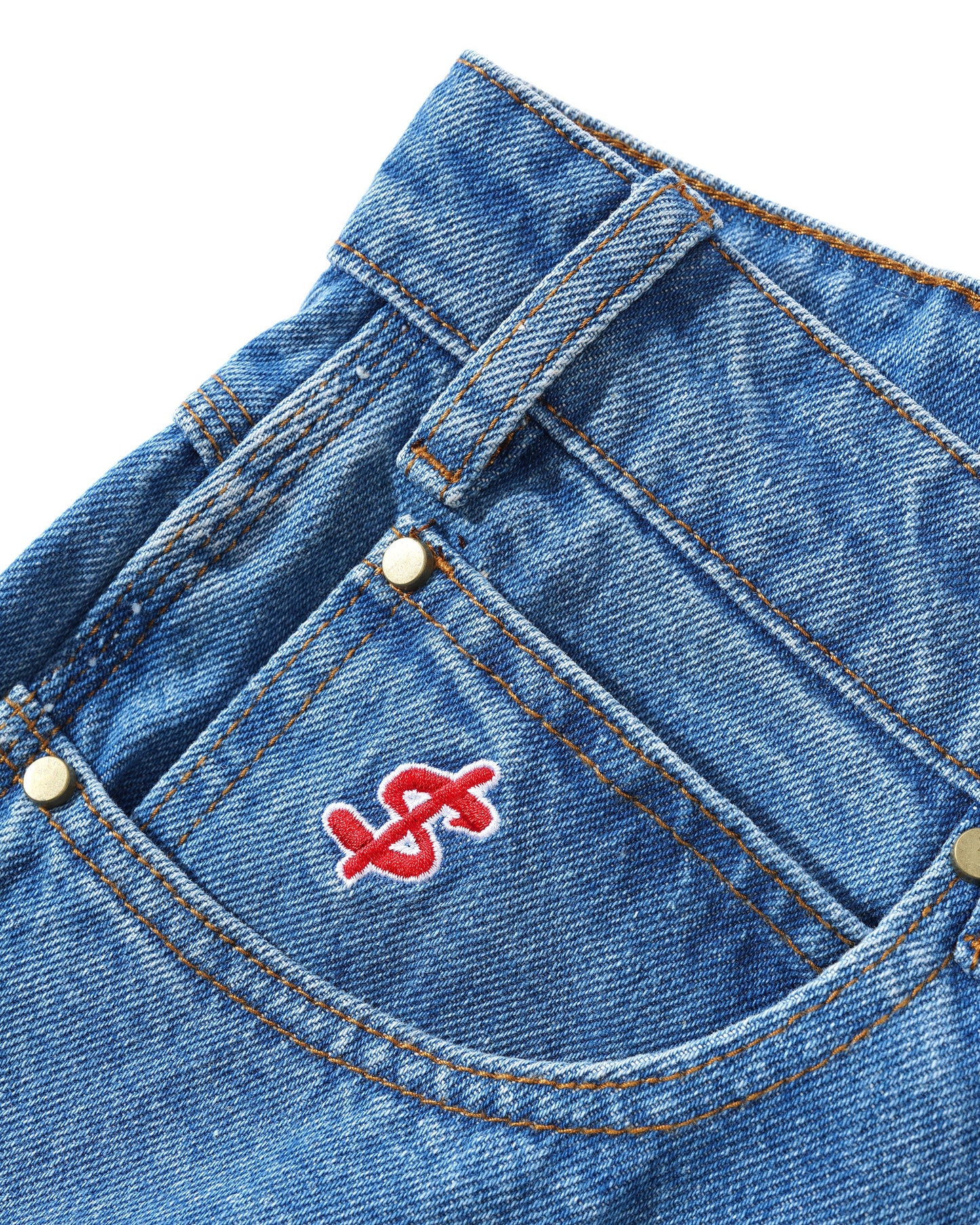 Cash Only - Logo Baggy Denim Jeans - Washed Indigo