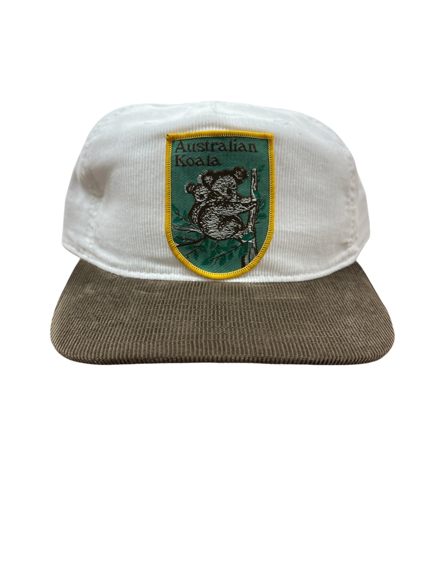 Parliament Queensland Vintage Patch - Cord 2 Tone Hat (Australian Koala) Walnut/White