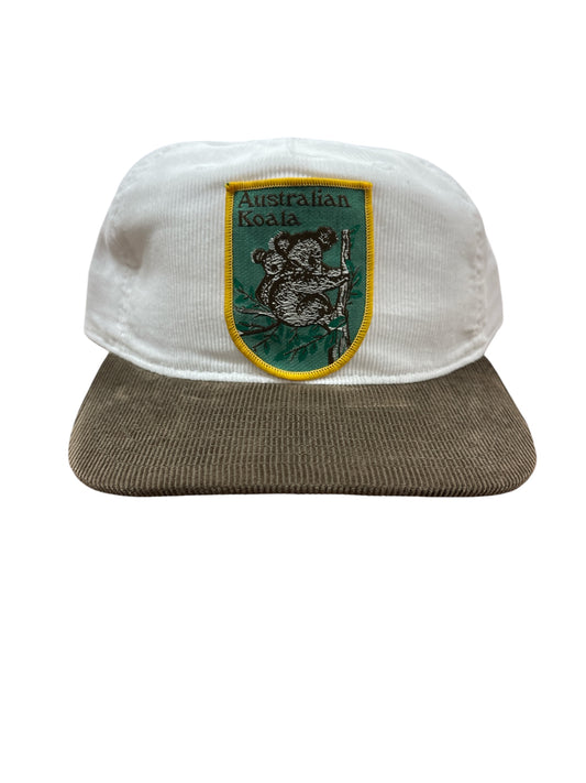 Parliament Queensland Vintage Patch - Cord 2 Tone Hat (Australian Koala) Walnut/White