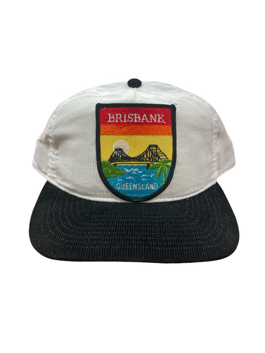 Parliament Queensland Vintage Patch - Cord 2 Tone Hat (Brisbane Bridge) Black/White
