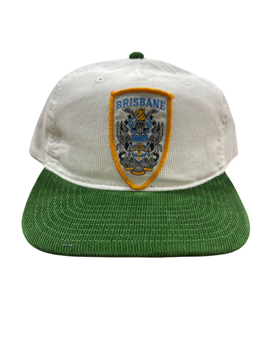Parliament Queensland Vintage Patch - Cord 2 Tone Hat (Brisbane Crest) Green/White