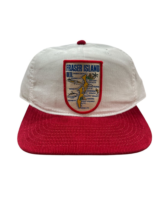 Parliament Queensland Vintage Patch - Cord 2 Tone Hat (Fraser Island) Red/White