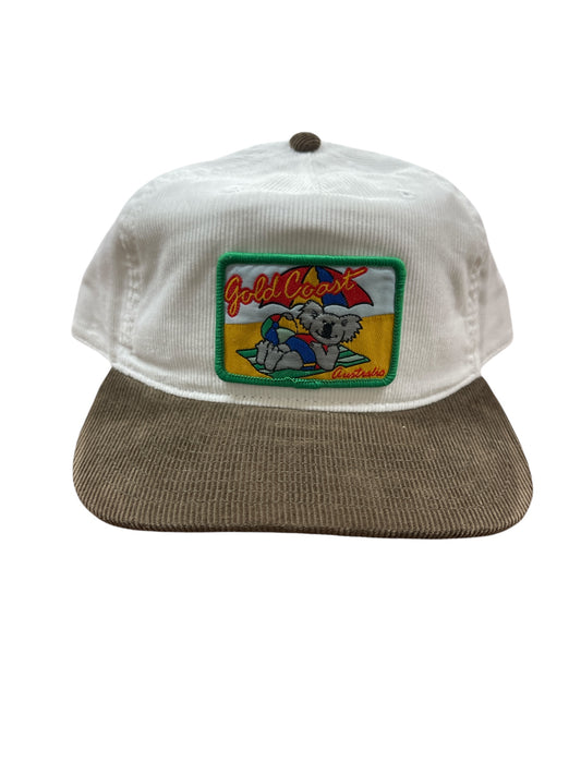 Parliament Queensland Vintage Patch - Cord 2 Tone Hat (Gold Coast Koala) Walnut/White