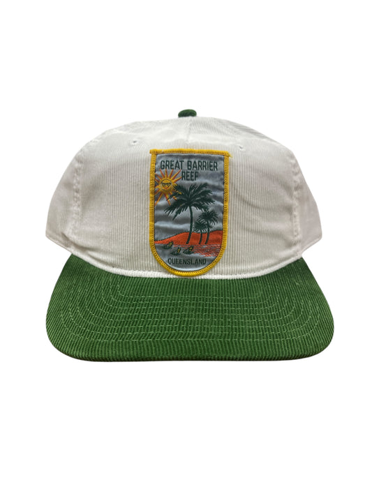Parliament Queensland Vintage Patch - Cord 2 Tone Hat (Great Barrier Reef) Green/White